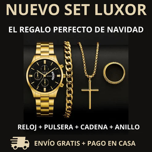 ¡PROMO BLACK FRIDAY! SET LUXOR™ – RELOJ + PULSERA + CADENA + ANILLO | Edición Regalo
